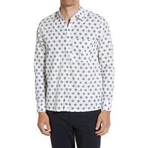 Ted Baker Shirt XL Ted Size 5 Blue Floral Medallion Wedding Guest Spring